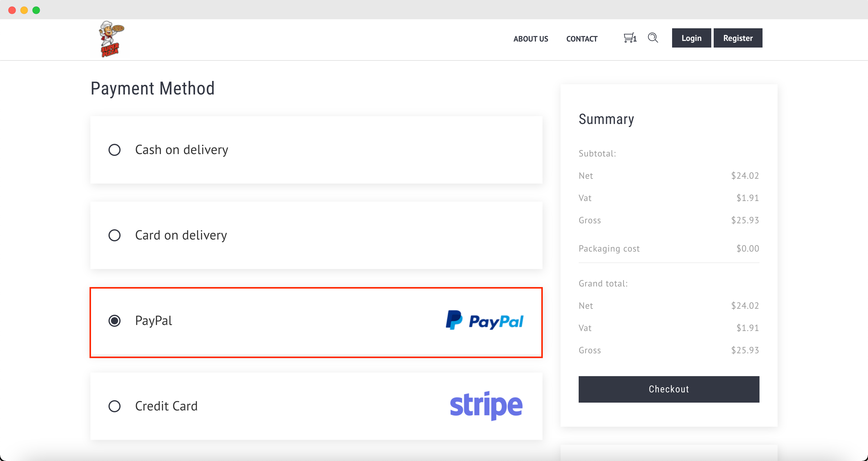 Create ordering page